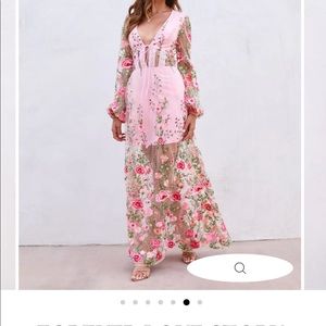 FOREVER LOVE STORY SHEER FLORAL EMBROIDERED MAXI DRESS